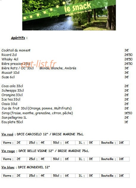 Le snack — carte page 3