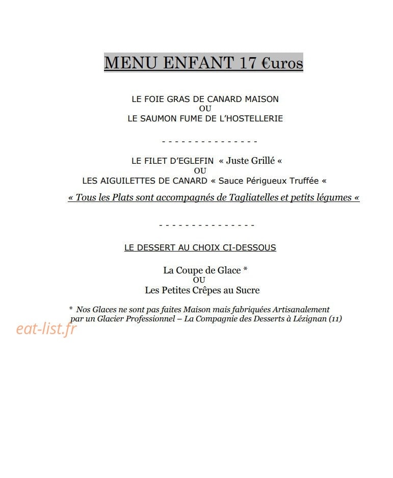 Hostellerie de la Bouriane — carte page 5