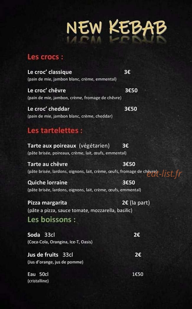 New kebab — carte page 1