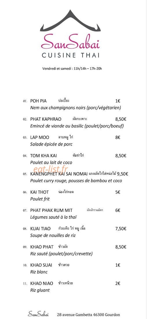 SanSabai — carte page 1