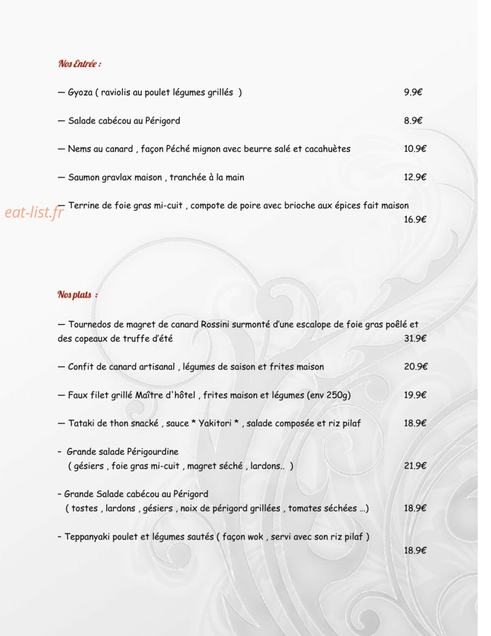 Péché Mignon — carte page 1