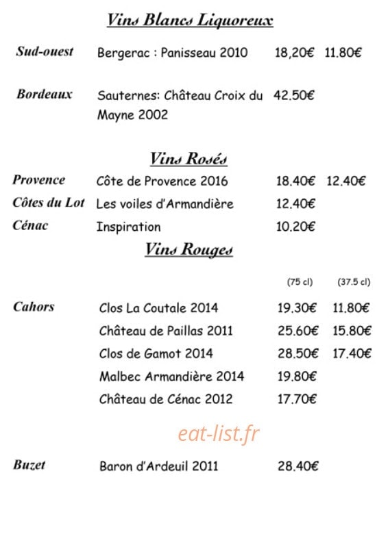 Restaurant mourgues — carte page 13