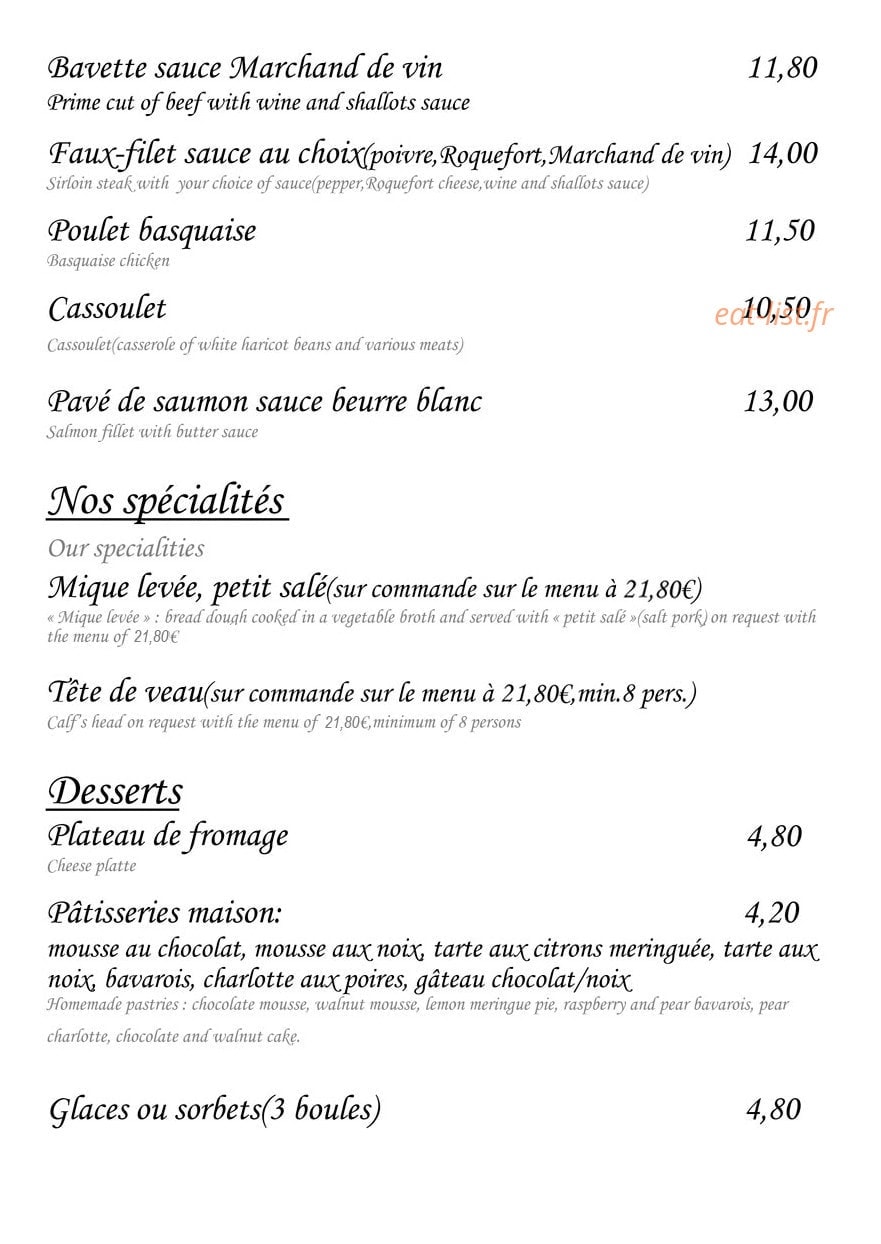 Restaurant mourgues — carte page 8