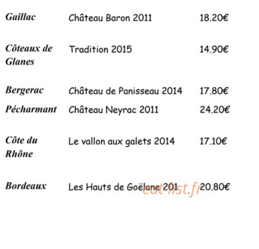 Restaurant mourgues — carte page 14