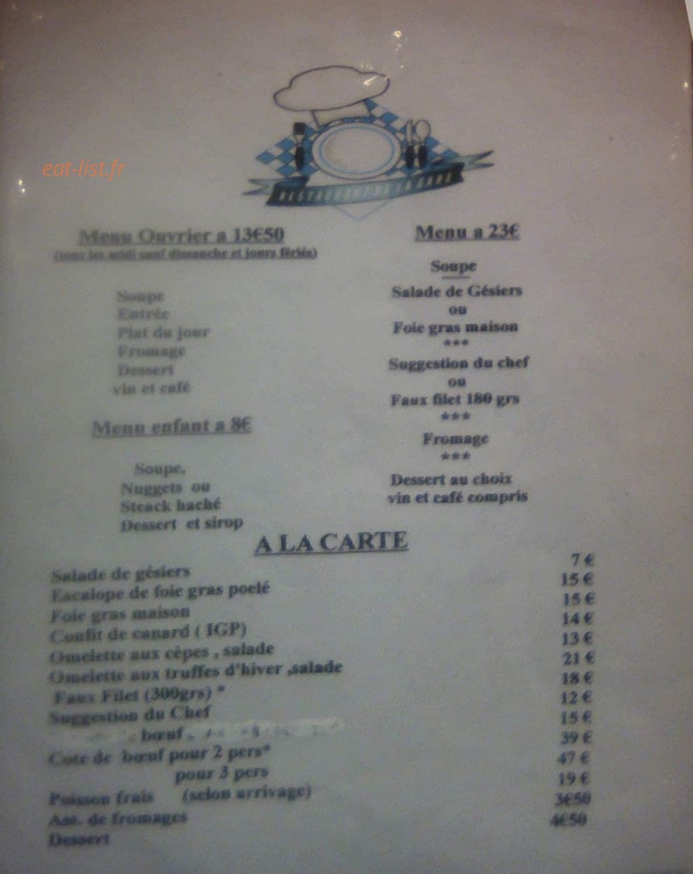 Restaurant de la gare — carte page 2