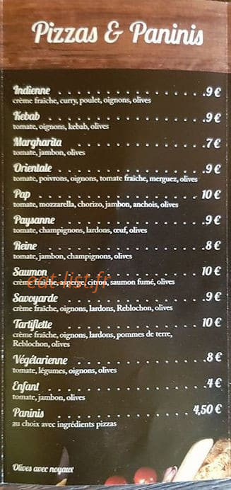 Restaurant de La paix — carte page 3