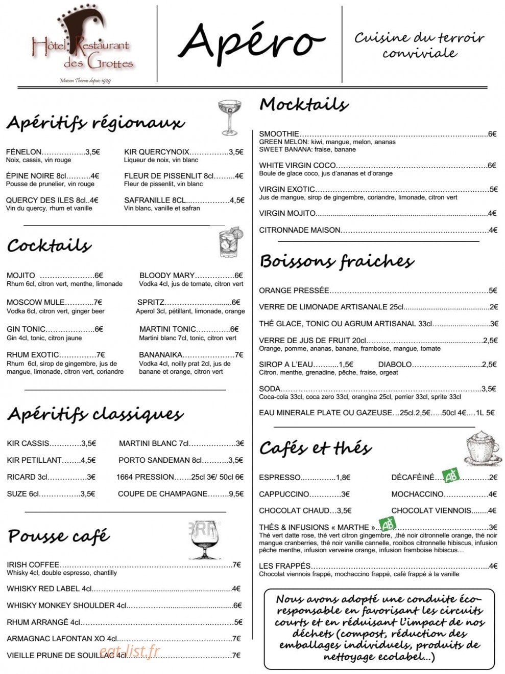 Restaurant des Grottes — carte page 2