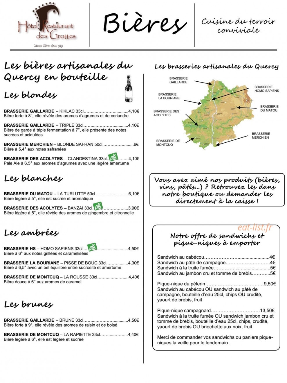 Restaurant des Grottes — carte page 3