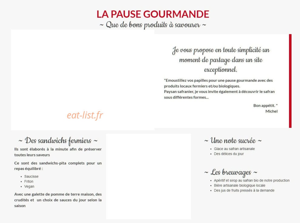 La Pause Gourmande — carte page 1