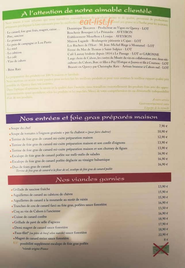 La Tonnelle — carte page 2