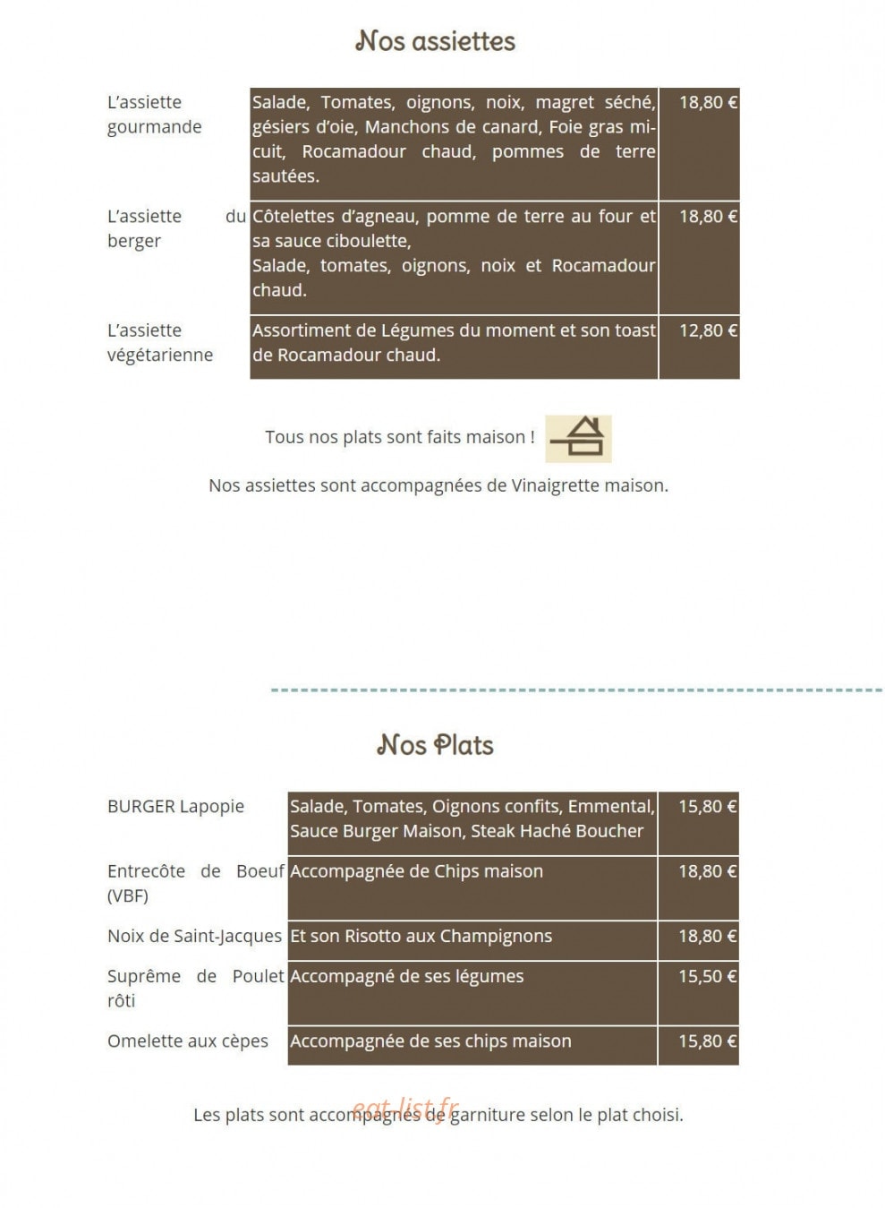 Restaurant Bar Lapopie — carte page 4