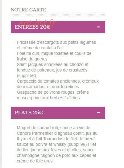 Le Petit Relais — carte page 1
