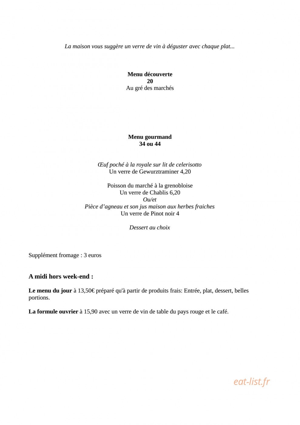 Le Bistrot de Lauzès — carte page 2