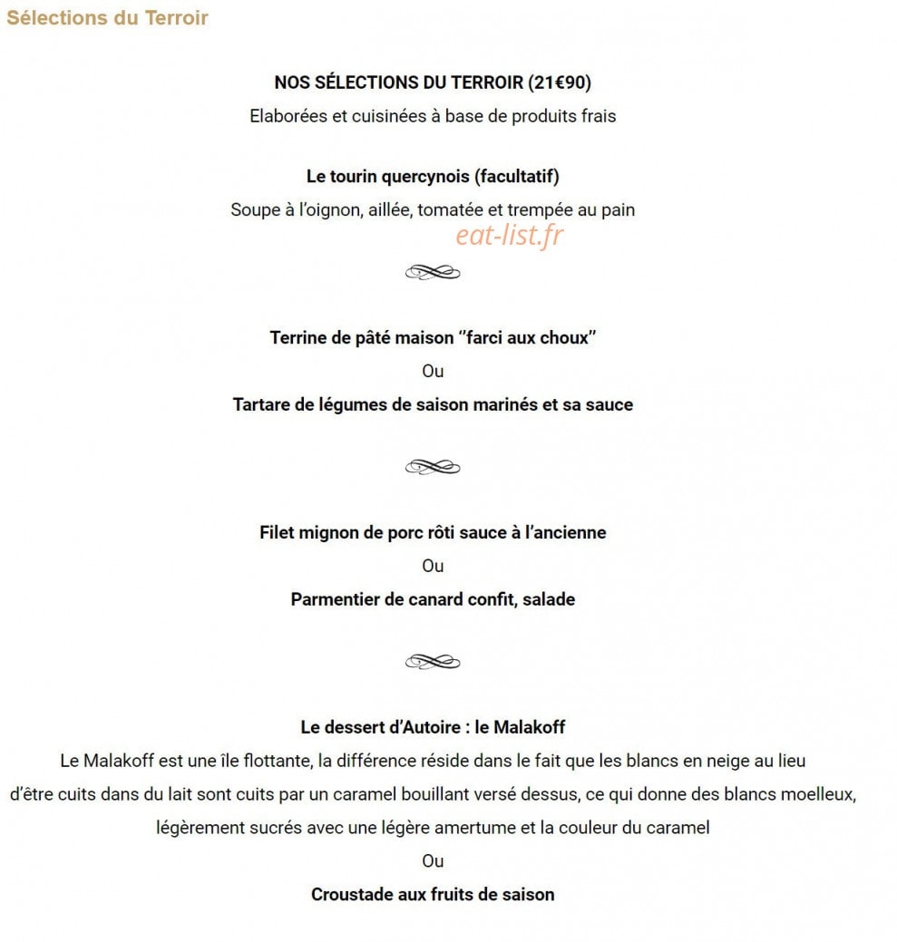 Auberge de la Fontaine — carte page 3