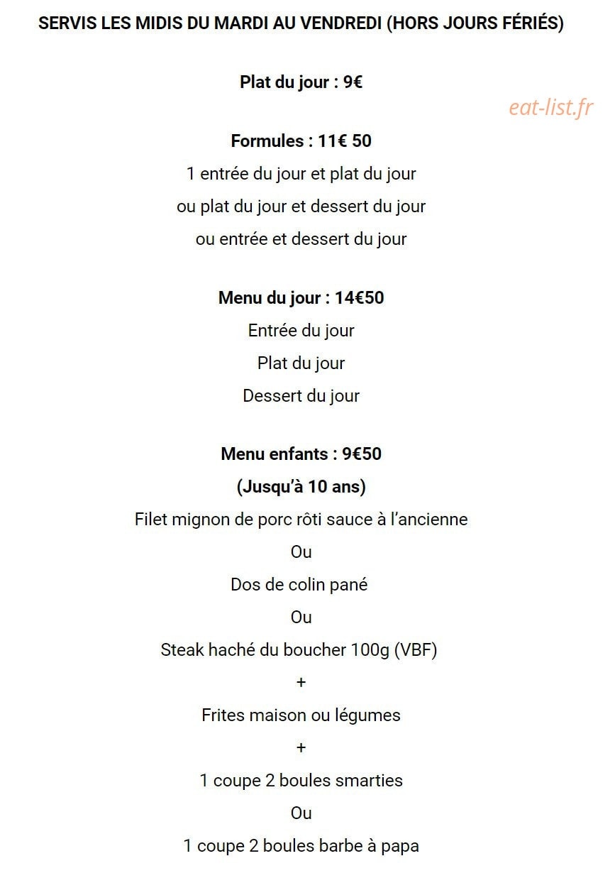 Auberge de la Fontaine — carte page 1