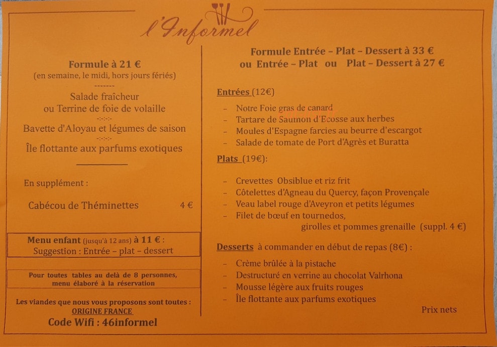 L'Informel — carte page 1