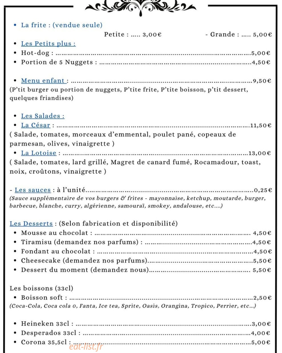 L’Original Burger — carte page 2
