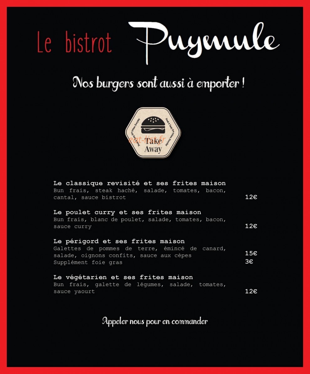 Le Bistrot Puymule — carte page 1