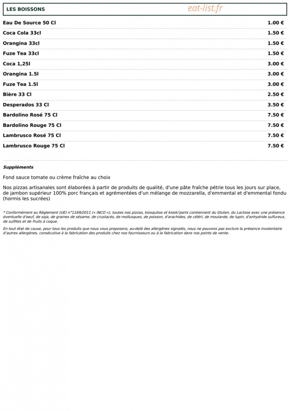 Le Kiosque à Pizza — carte page 5