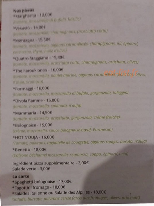 Pizzeria le Mercadial — carte page 1