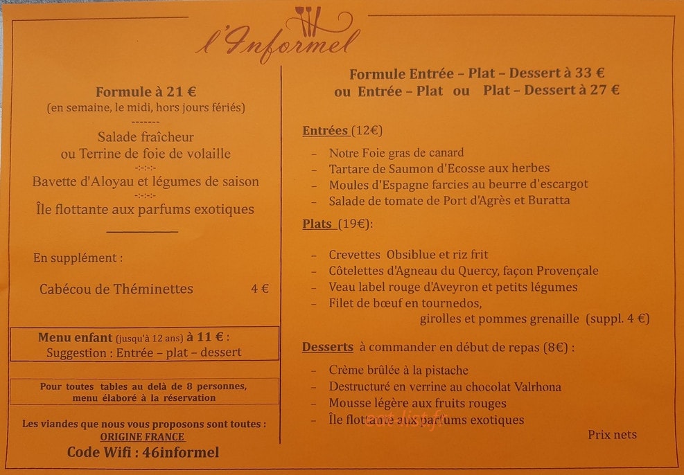 L’Informel — carte page 1