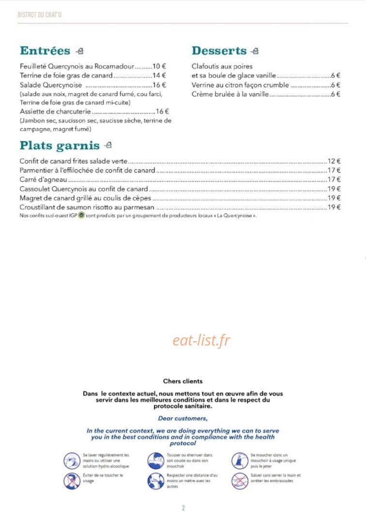 Le Bistrot du Chât' O — carte page 2