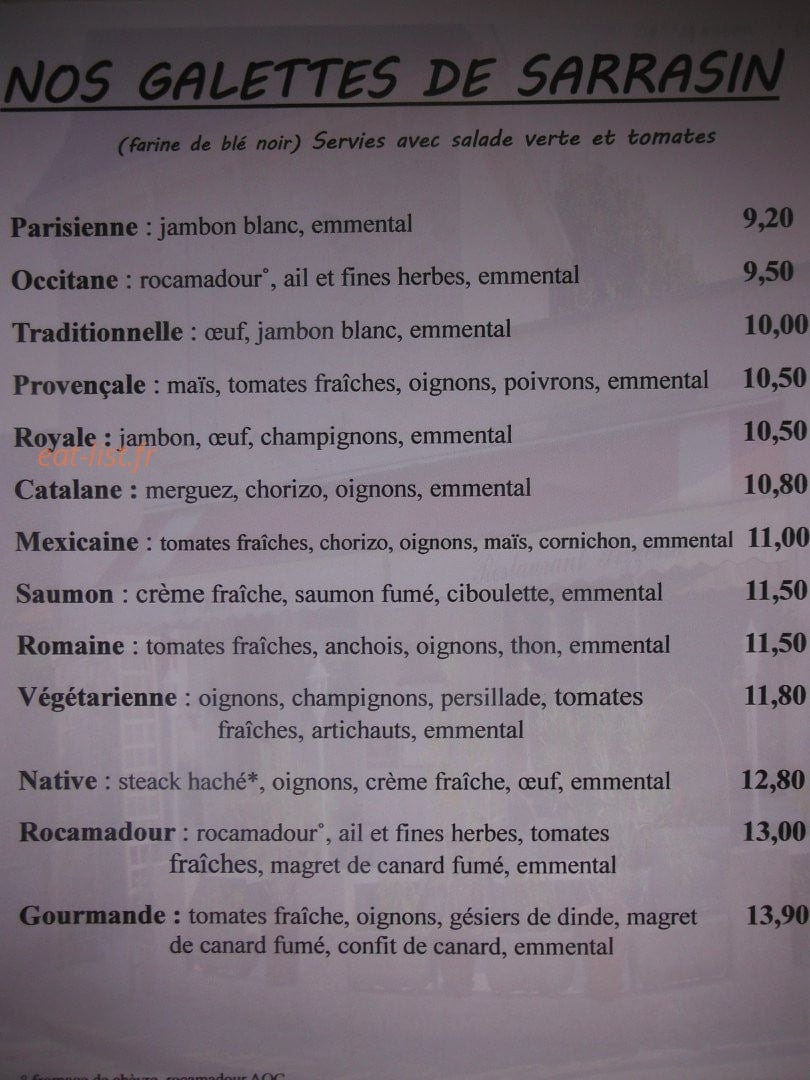 Le Petit Resto — carte page 1