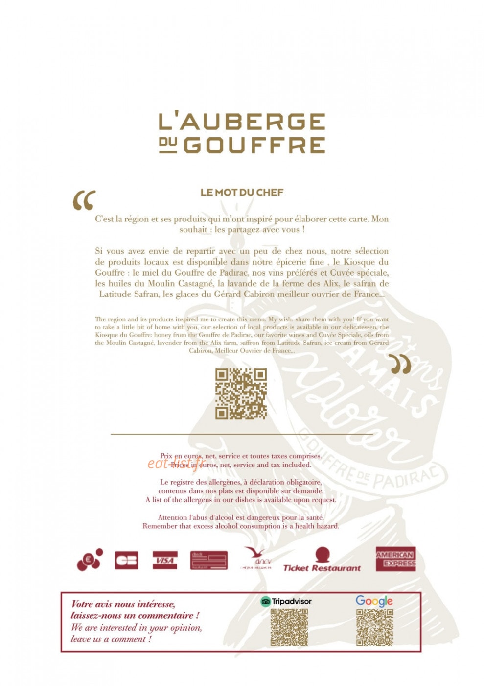 Auberge du Gouffre — carte page 11