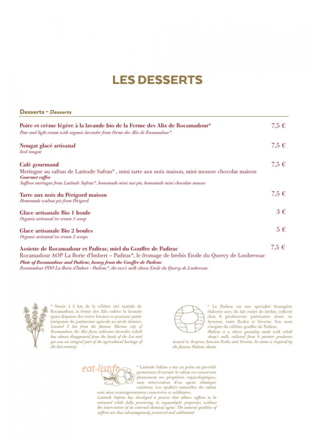 Auberge du Gouffre — carte page 7
