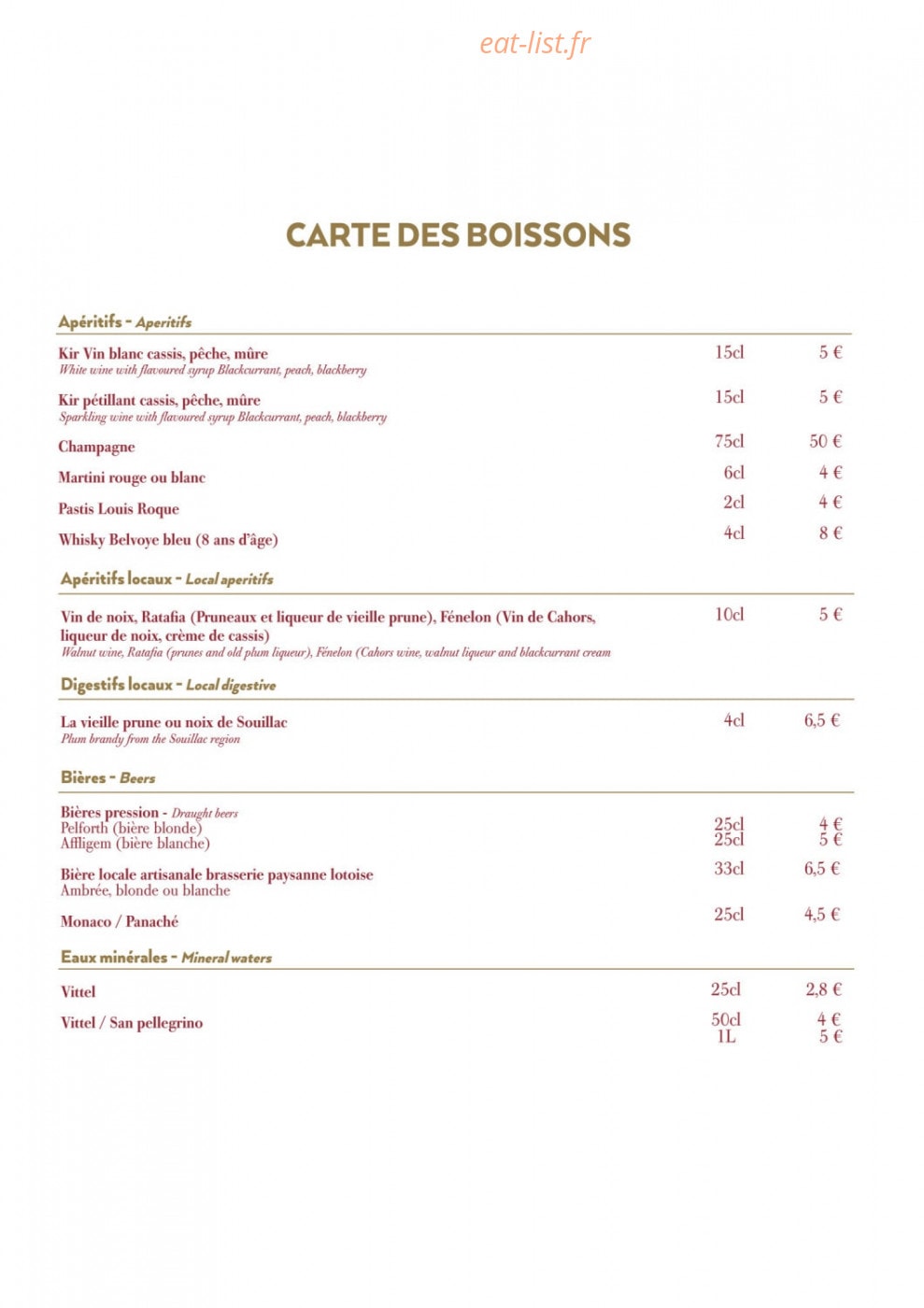 Auberge du Gouffre — carte page 8