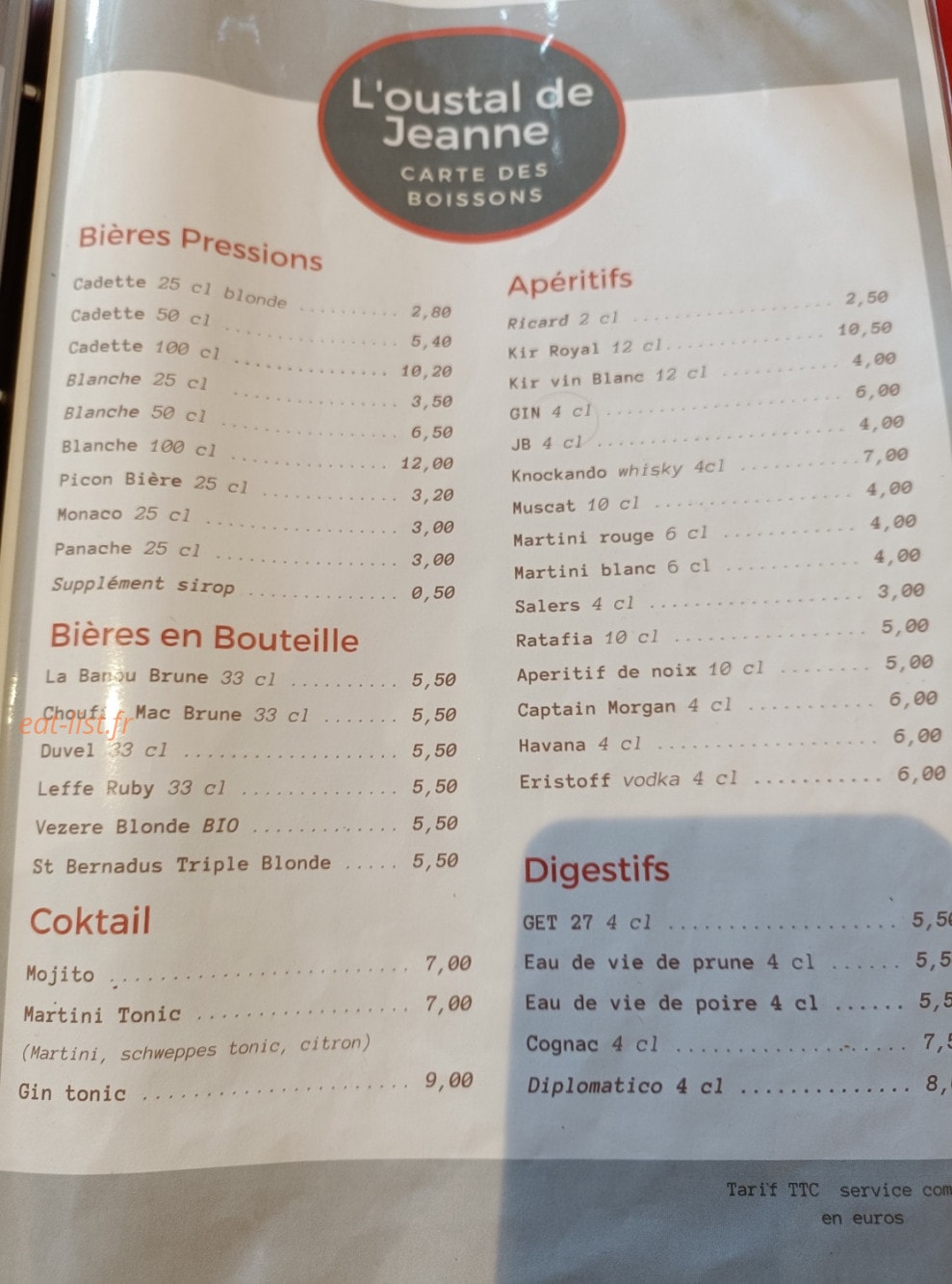 L'oustal de Jeanne — carte page 4