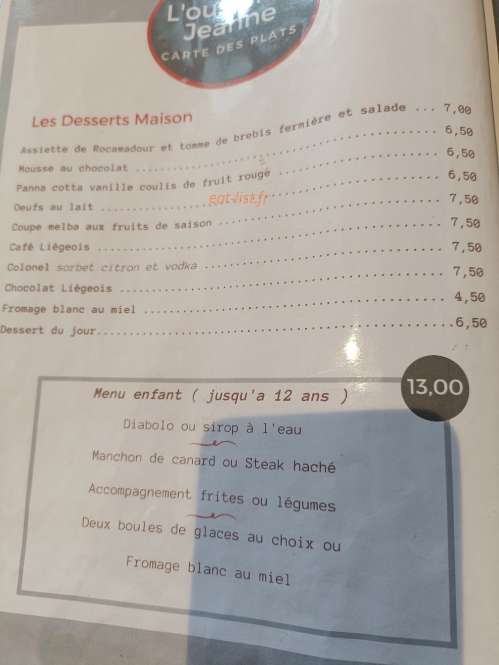L'oustal de Jeanne — carte page 2