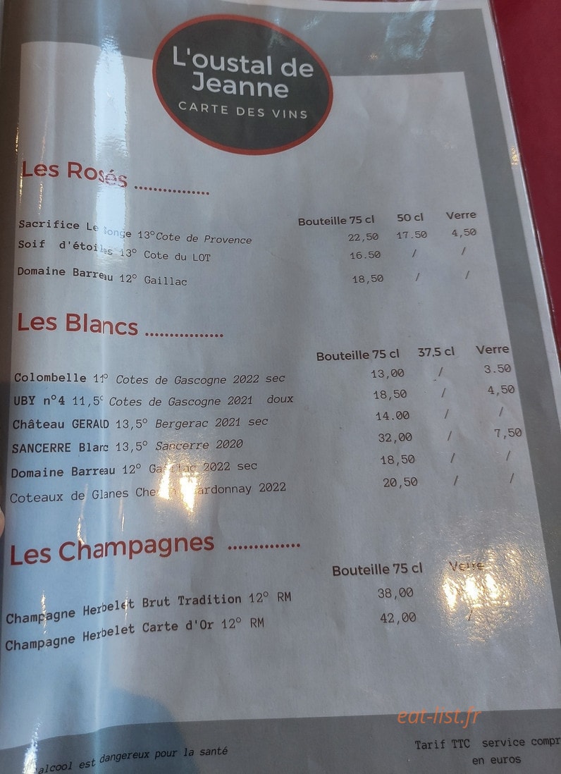 L'oustal de Jeanne — carte page 6