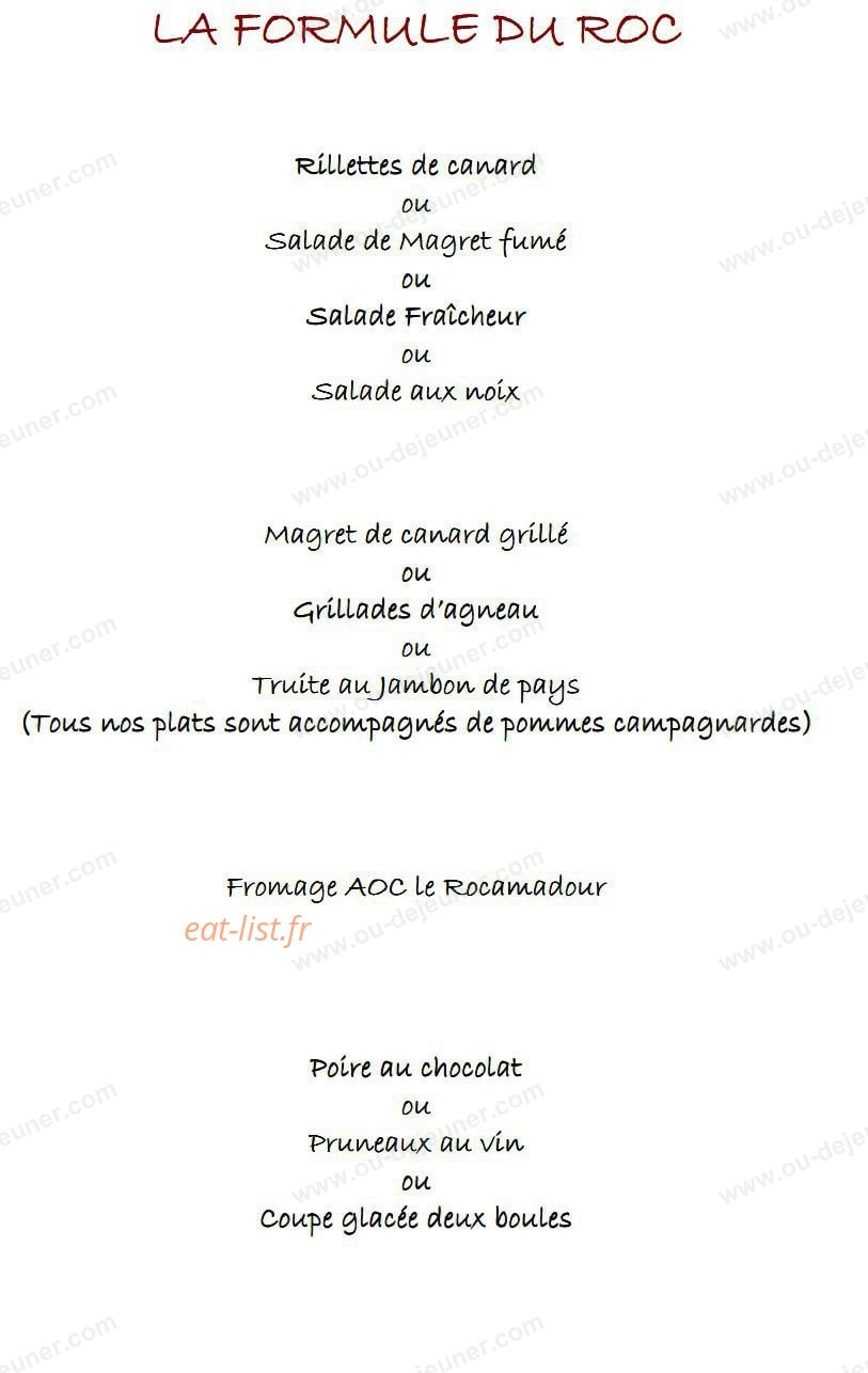 Auberge Le Roc du Berger — carte page 2