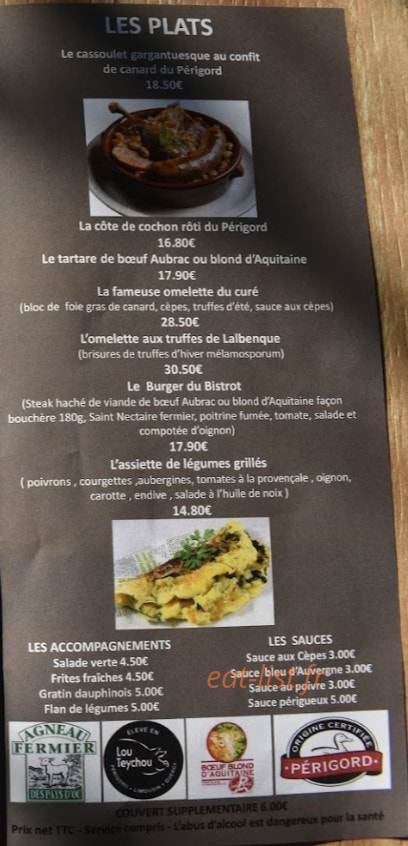 Bistrot de Saint Jean — carte page 4