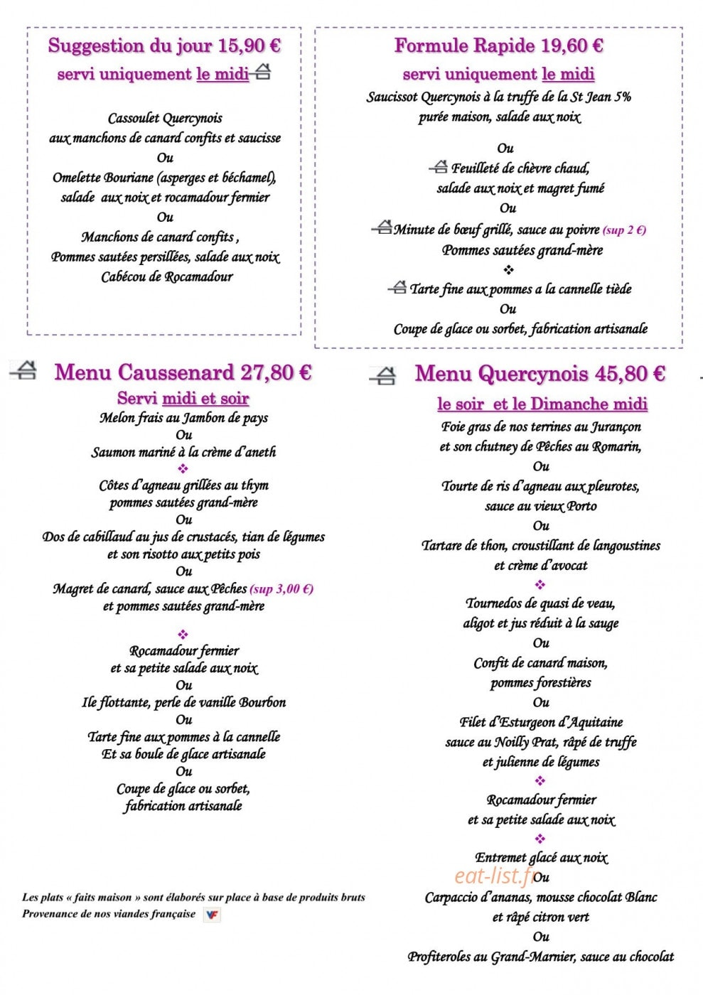 Hotel Restaurant du Château — carte page 2