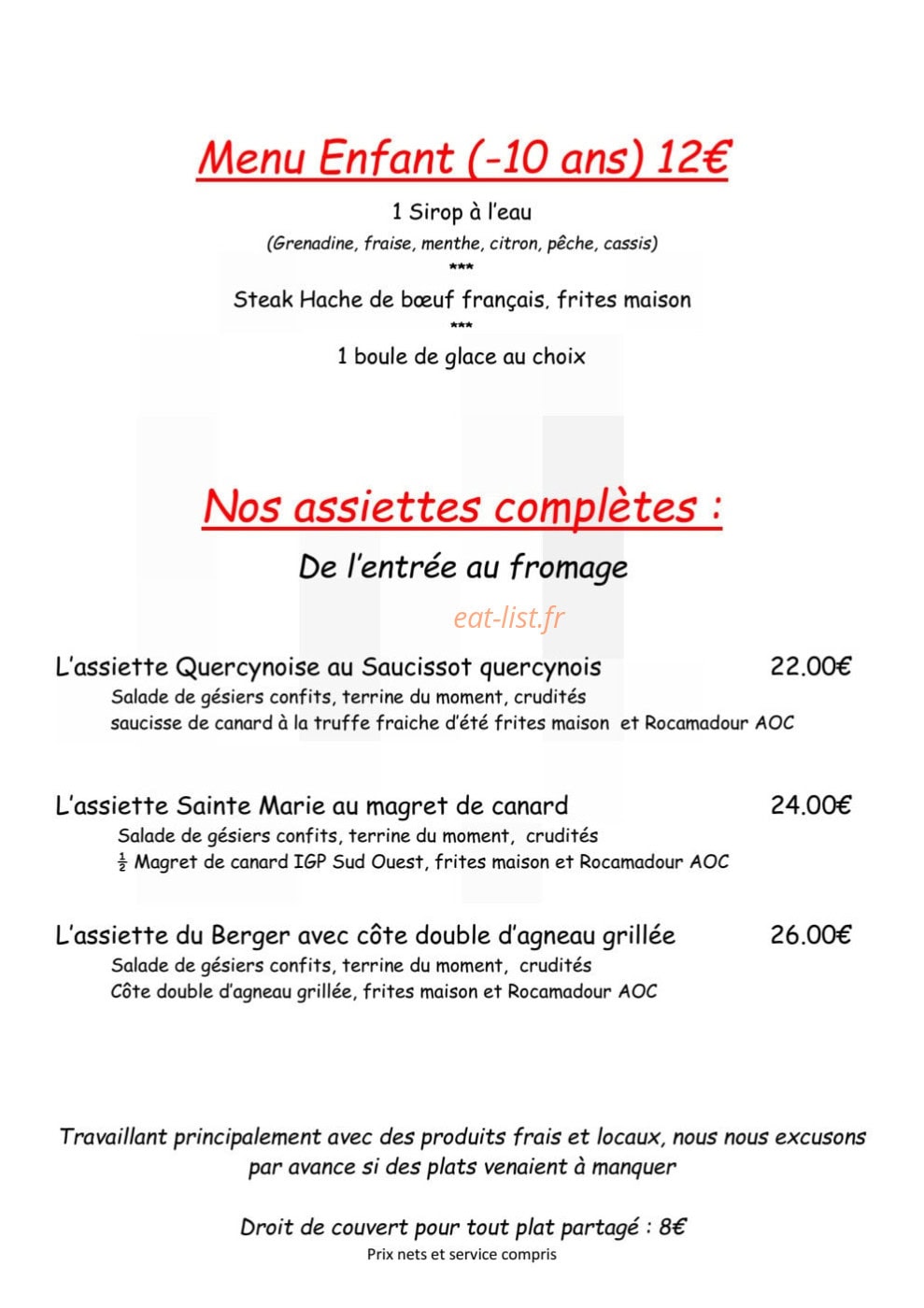 La Terrasse Sainte Marie — carte page 1