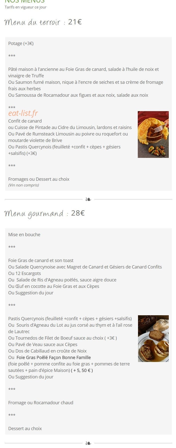La Bonne Famille — carte page 1