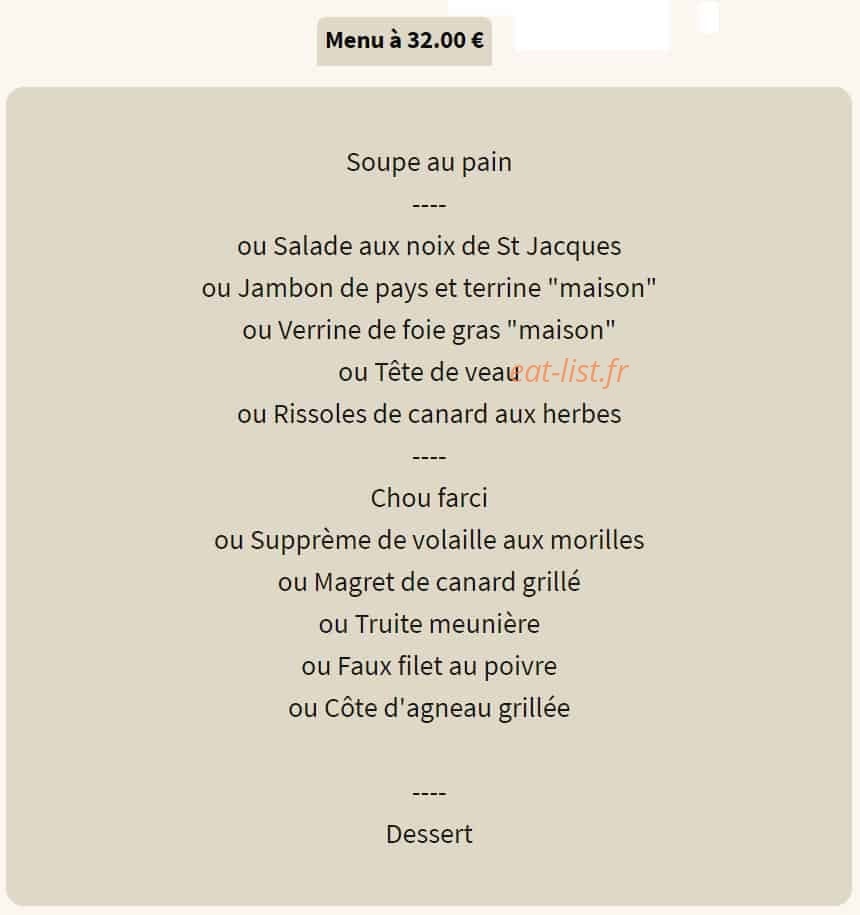 Restaurant Poquet Hébergement — carte page 2