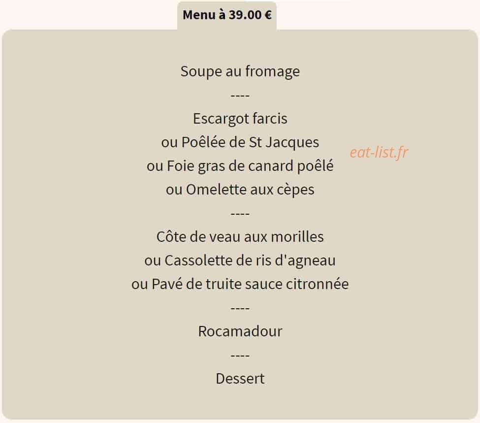 Restaurant Poquet Hébergement — carte page 4