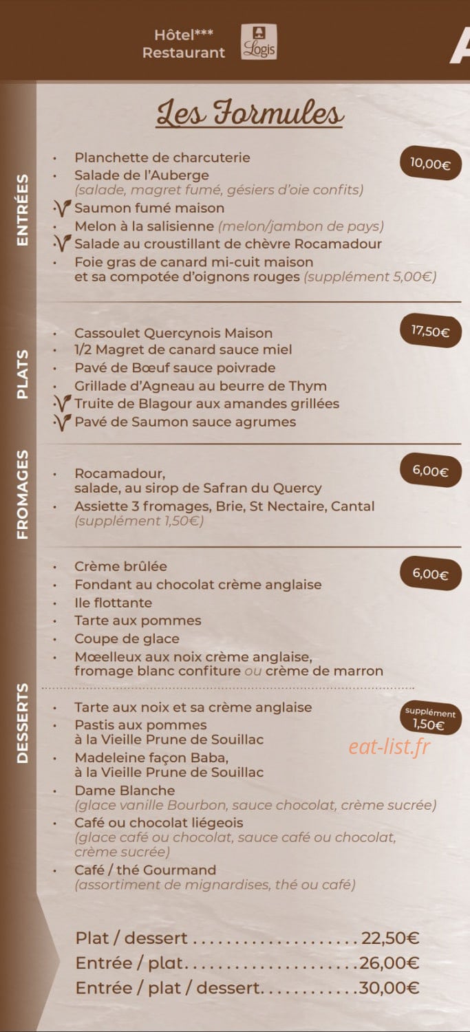 Auberge de l'Ile — carte page 1