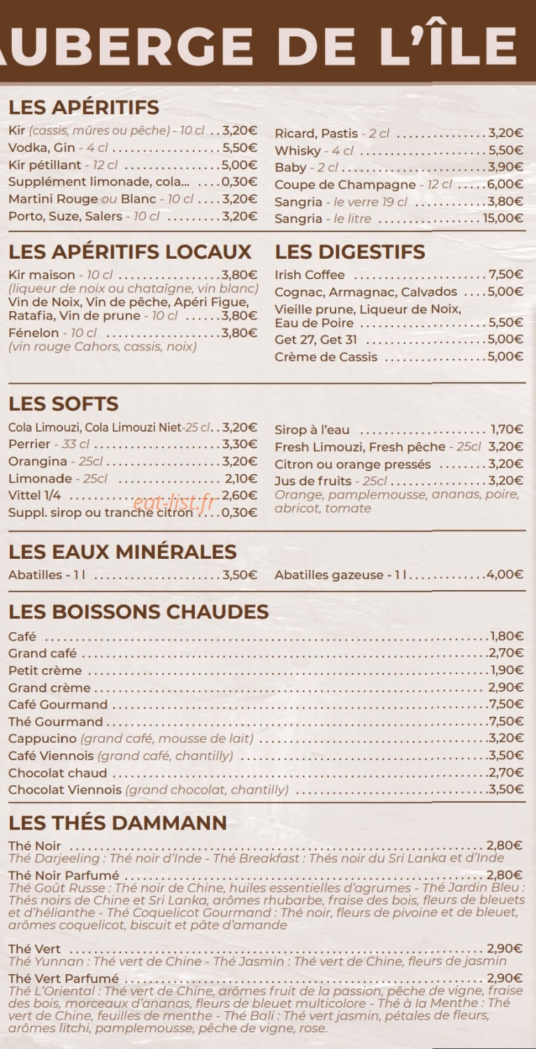 Auberge de l'Ile — carte page 5