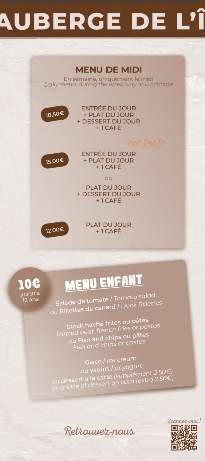 Auberge de l'Ile — carte page 2