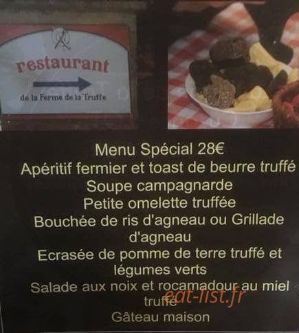La Ferme de la truffe — carte page 1