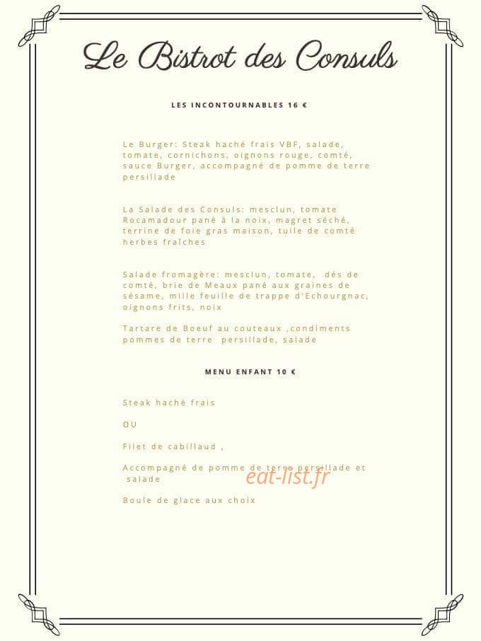 Le Bistrot Des Consuls — carte page 2