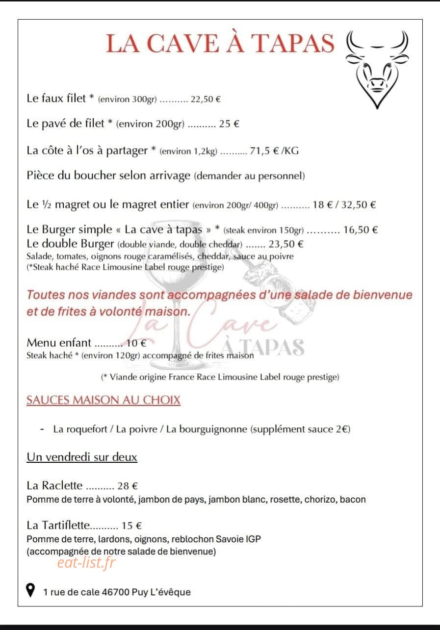 La cave à tapas — carte page 2