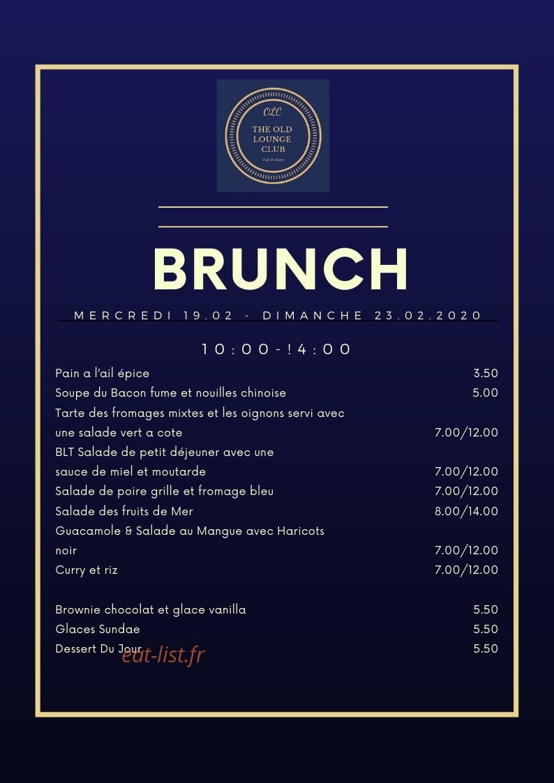 The Old Lounge Club — carte page 2