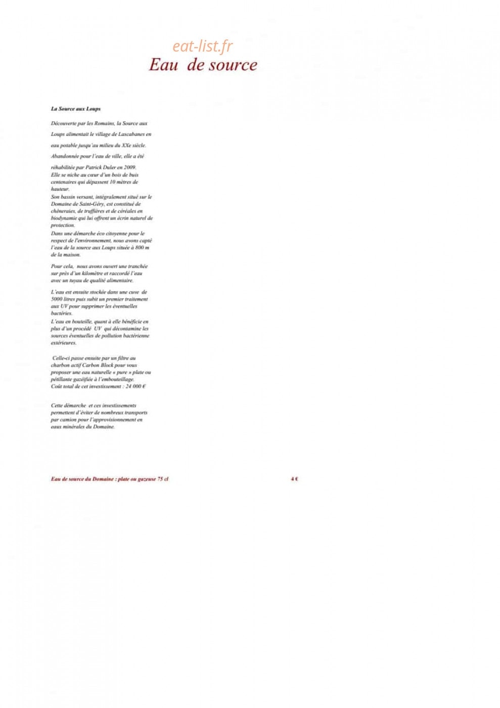 Maison Duler Domaine de Saint-Géry — carte page 8