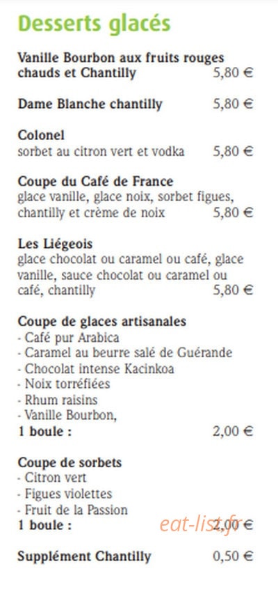Café de France — carte page 5