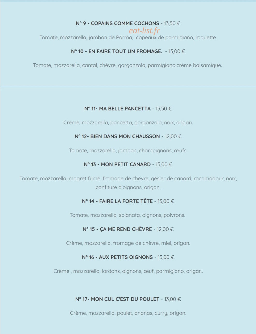 Carte et menu de Pizzeria des fines gueules à Montcuq-en-Quercy-Blanc — Les pizzas page 2